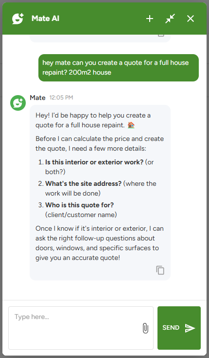 Mate AI chat assistant on mobile